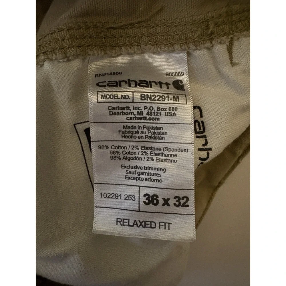 Carhartt Rugged Flex Pants Mens Size 36x32 Beige Relaxed Fit Straight 102291-253